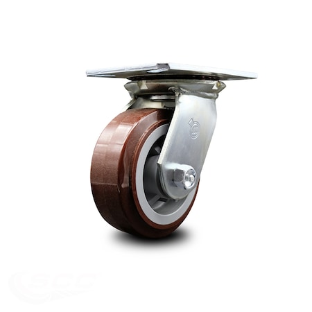 Service Caster 5 Inch Heavy Duty Top Plate Polyurethane Swivel Caster with Ball Bearing SCC SCC-35S520-PPUB
